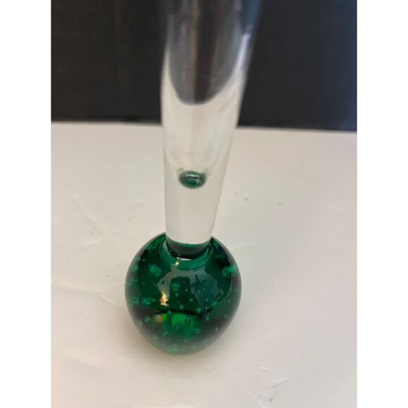 Vintage Green Bubble Glass Bud Vase MCM 6 1/2” - Picture 5 of 6